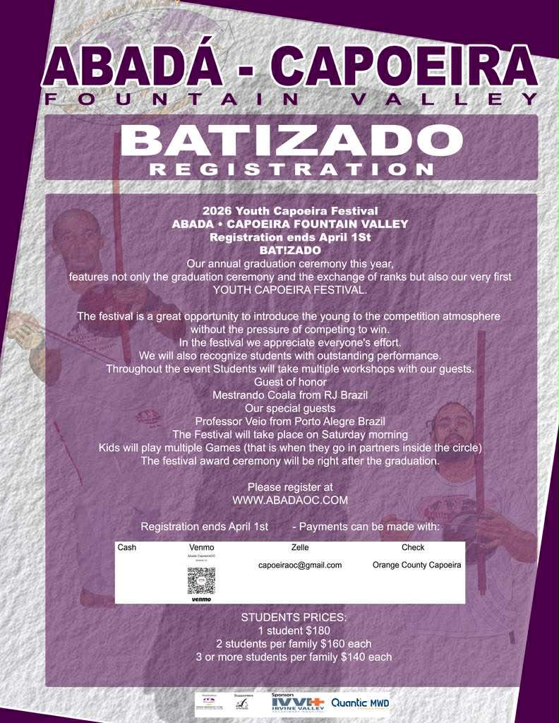 Batizado 2026 — Registration Info