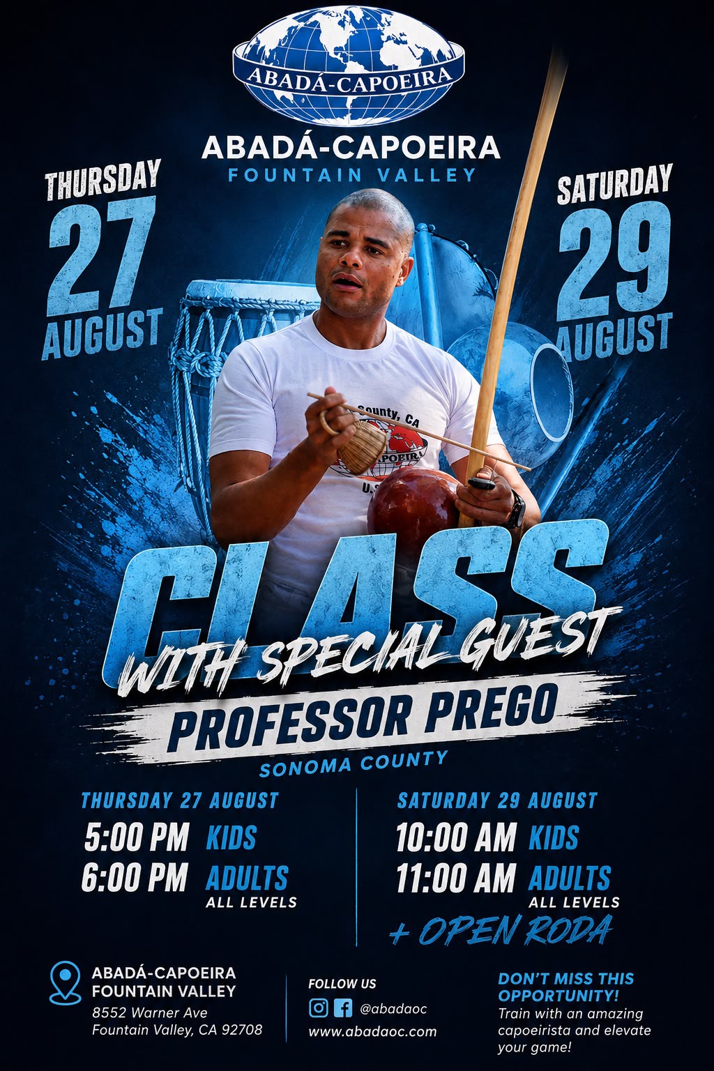 Class with special guest Professor Prego flyer